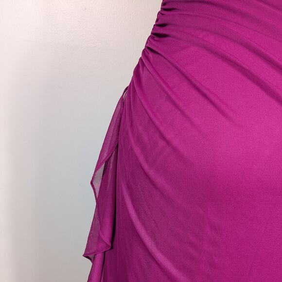 Vintage Betsy Adam Prom Dress Maxi Gown 8 Purple Pink Y2K Fairy Glam Ruffle - Picture 5 of 15